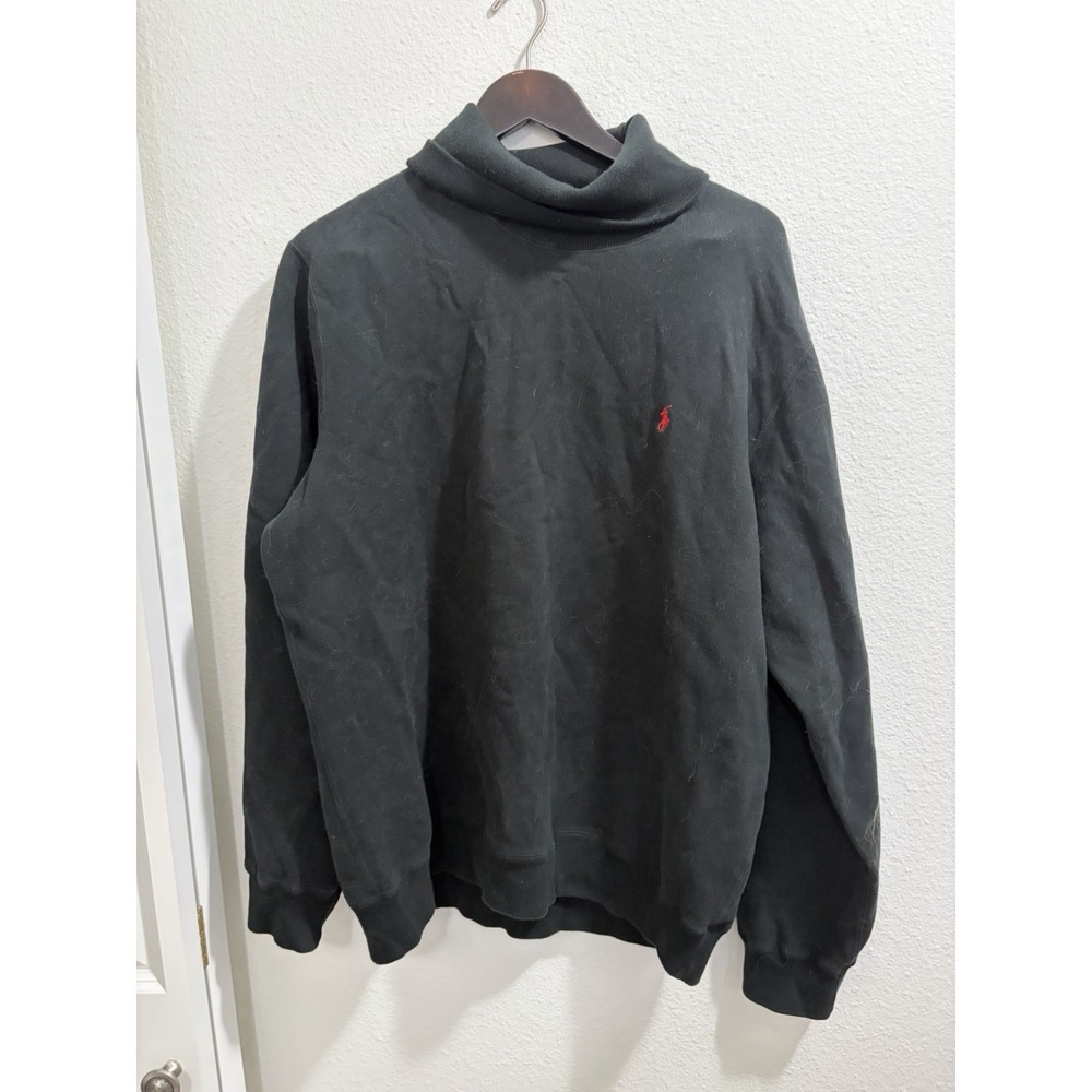 Vintage Polo Ralph Lauren Black Red Turtle Neck Long Sleeve Shirt Mens XL